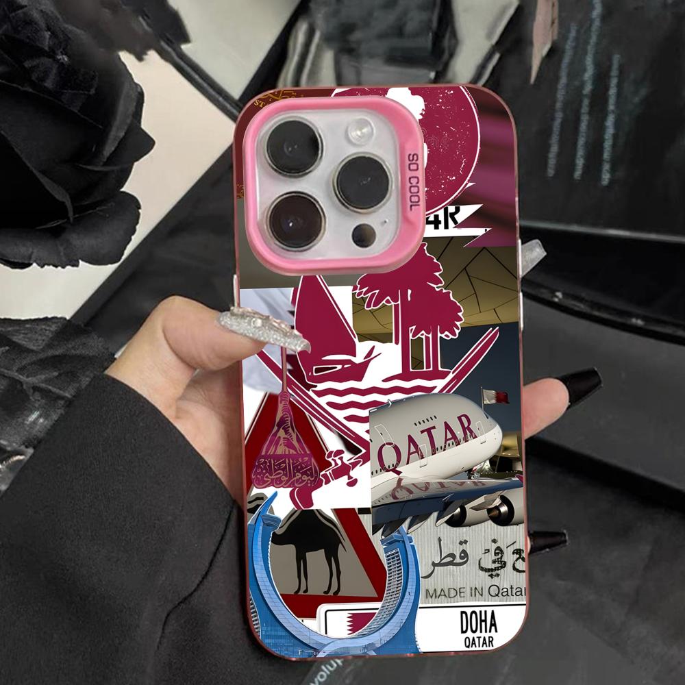 Phone Cases Qatar - เคสโทรศัพท์มือถือลายธงชาติกาตาร์ สีชมพูโปร่งแสง สำหรับ iPhone 17 16