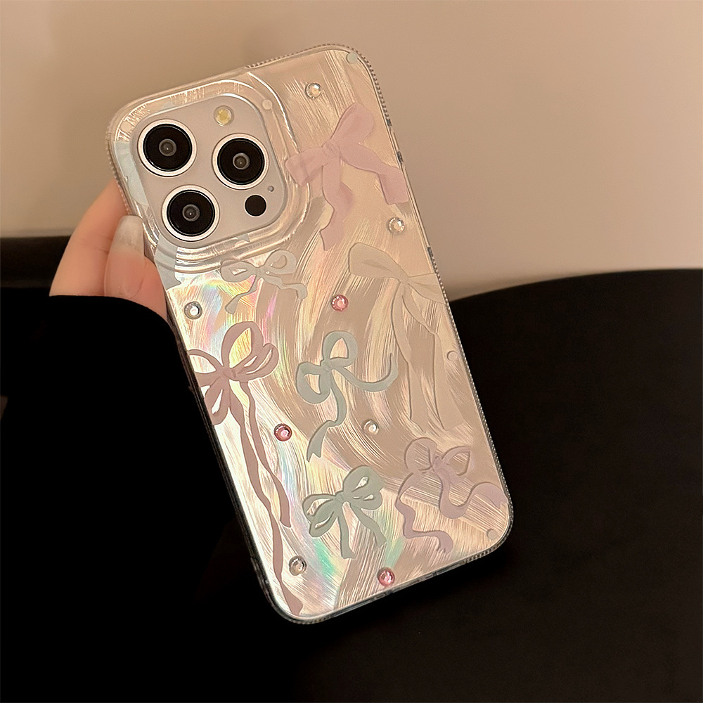 Phone Cases Korea - เคสโทรศัพท์ลายโบว์หลากสีสไตล์เกาหลี ประดับเพชร สำหรับ iPhone 17 Air