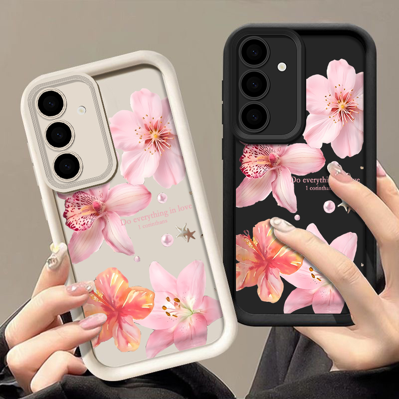 Phone Cases Galaxy A17 - ดอกไม้สีชมพูเคสโทรศัพท์สำหรับซัมซุงกาแล็คซี่ A57 A37 A17 A56 A16