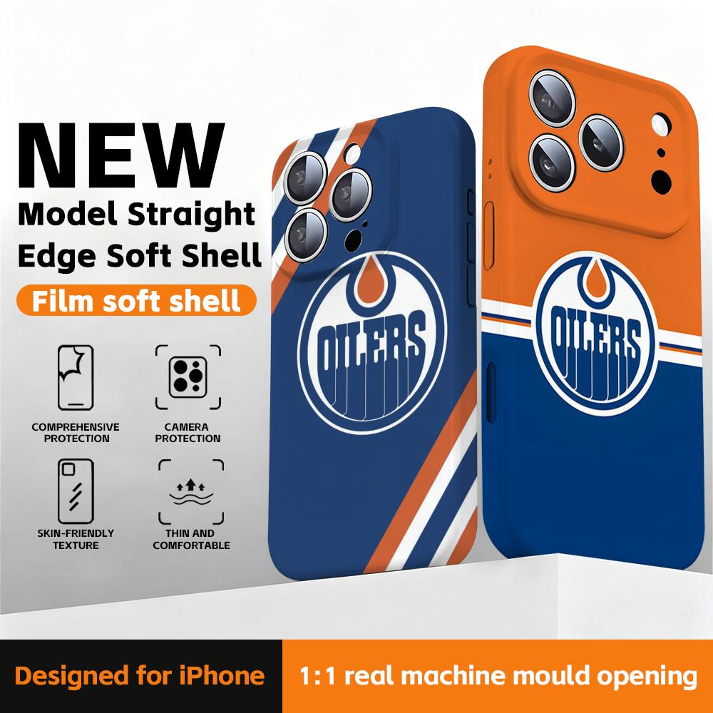 Phone Cases Edmonton - เคสโทรศัพท์ Edmontons o-Oilers แบบขอบตรง ฟิล์มเคลือบเงา วัสดุอ่อนนุ่ม