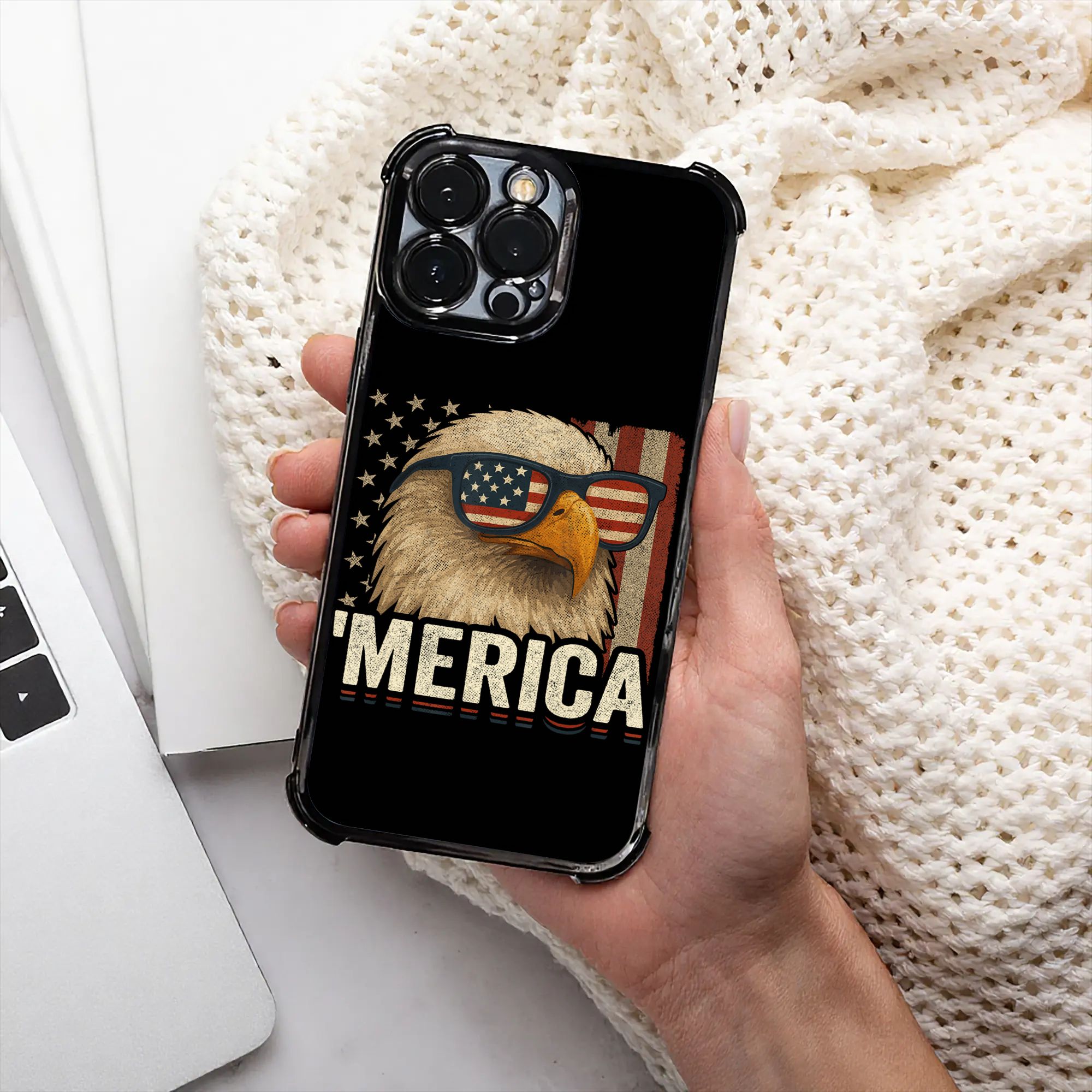 Phone Cases Usa - เคสโทรศัพท์ลายธงชาติอเมริกันพร้อมนกอินทรีหัวขาวสื่อถึงความรักชาติ สำหรับเดือนกรกฎาคม สัญลักษณ์ USA Merica ผลิตด้วยกระบวนการชุบไฟฟ้า