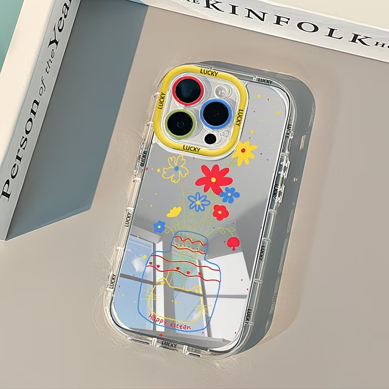 Phone Cases Art - เคสโทรศัพท์ลายดอกเดซี่ฤดูร้อน ดีไซน์แจกัน กระจกเงา สำหรับ iPhone 17