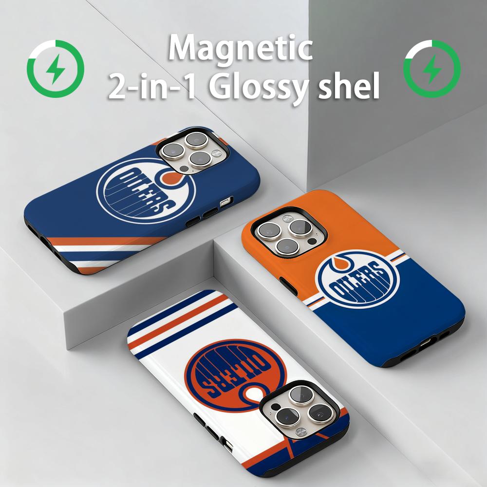Phone Cases Edmonton - เคสโทรศัพท์ Edmontons o-Oilers แบบแม่เหล็ก 2-in-1 เคลือบเงา