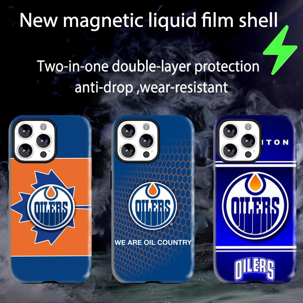 Phone Cases Edmonton - เคสโทรศัพท์ Edmonton Oilers แบบแม่เหล็ก 2-in-1 เคลือบเงา