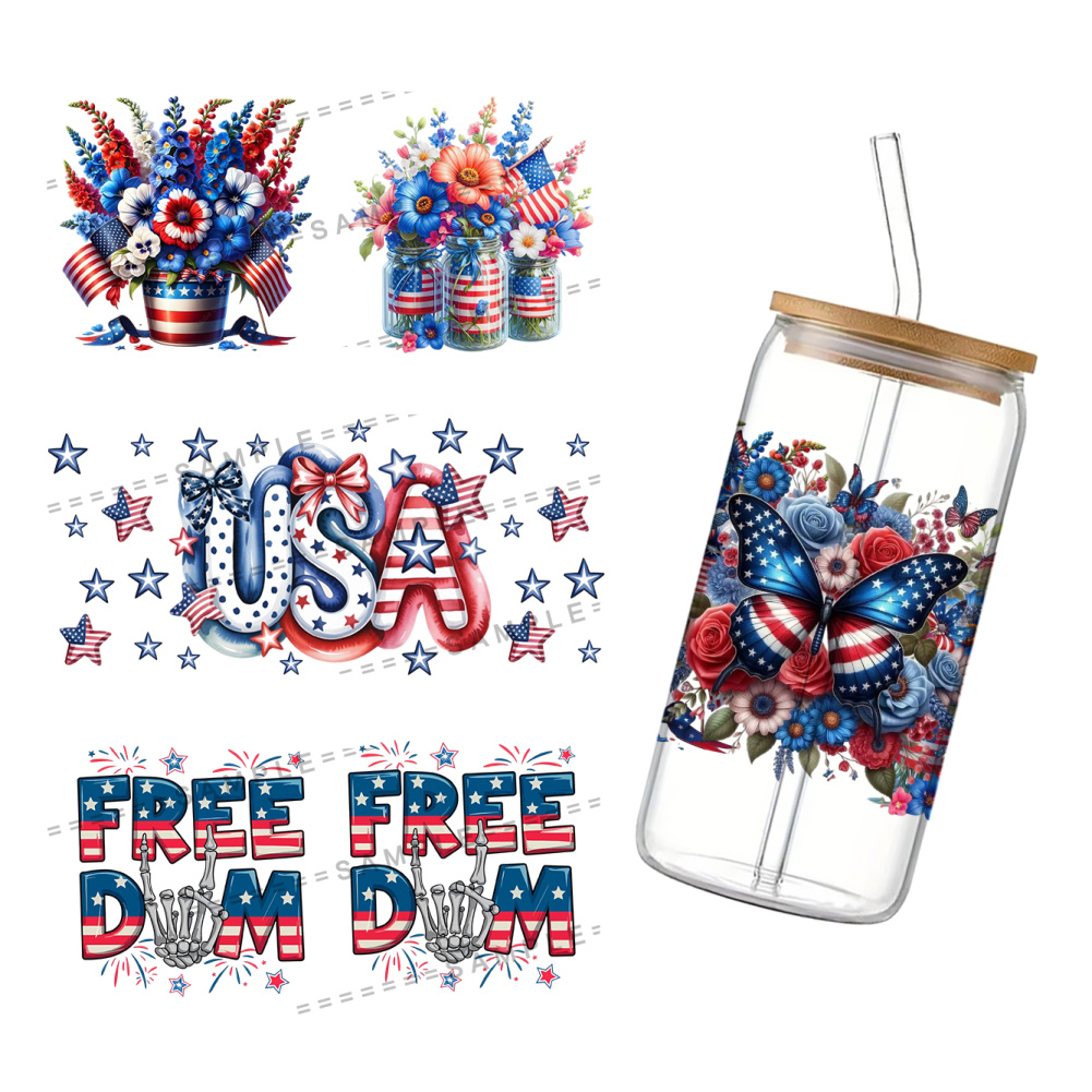 Phone Cases Usa - สติกเกอร์ลายวันประกาศอิสรภาพสหรัฐอเมริกา ขนาด 11x24 ซม. แบบ UV