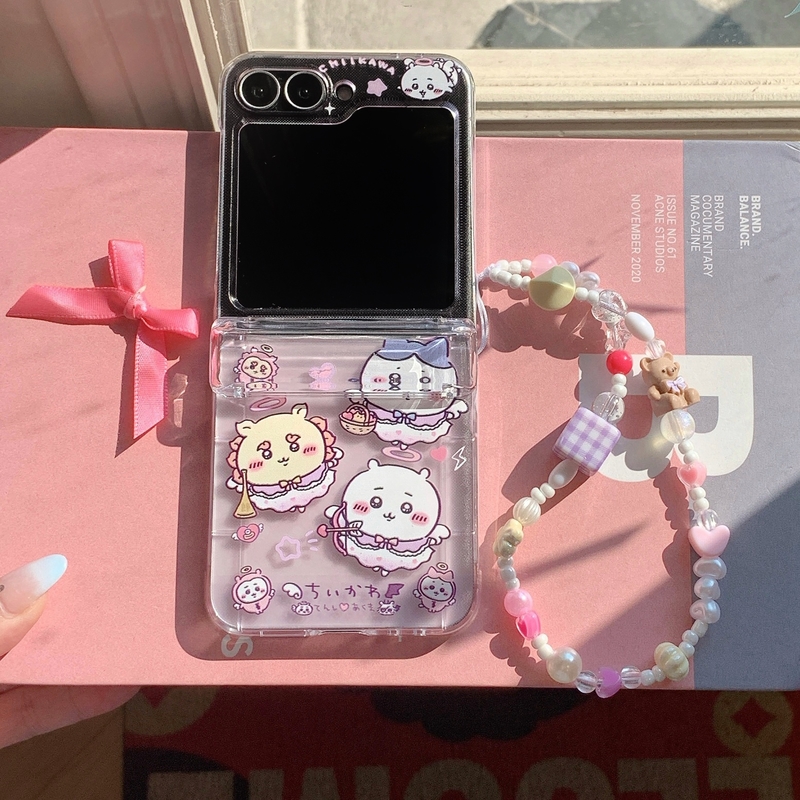 Phone Cases With Card Holder - เคสโทรศัพท์ลายการ์ตูนน่ารัก Chiikawa Usagi Hachiware พร้อมช่องใส่บัตรและสายคล้อง สำหรับ