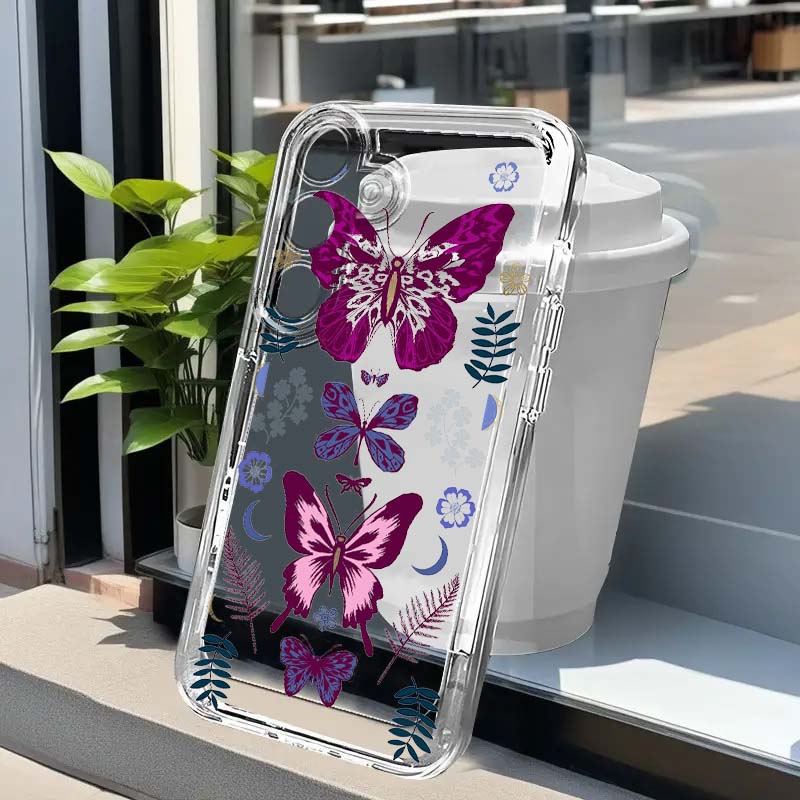 Phone Cases Samsung A14 - เคสโทรศัพท์กราฟิกผีเสื้อสีม่วงสำหรับซัมซุงกาแล็กซี่ A73 A72 A71 A55 A54