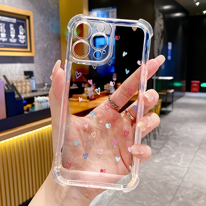 Phone Cases Xs - เคสโทรศัพท์ใสลายหัวใจหลากสี สำหรับ iPhone 17 16 15