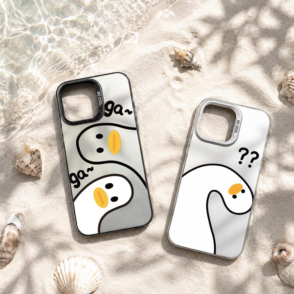 Phone Cases Big W - เคสโทรศัพท์ Animal B-Big W-White D-Duck เคสโทรศัพท์กันลื่นสำหรับไอโฟนฝาครอบโลหะเคลือบป้องกัน