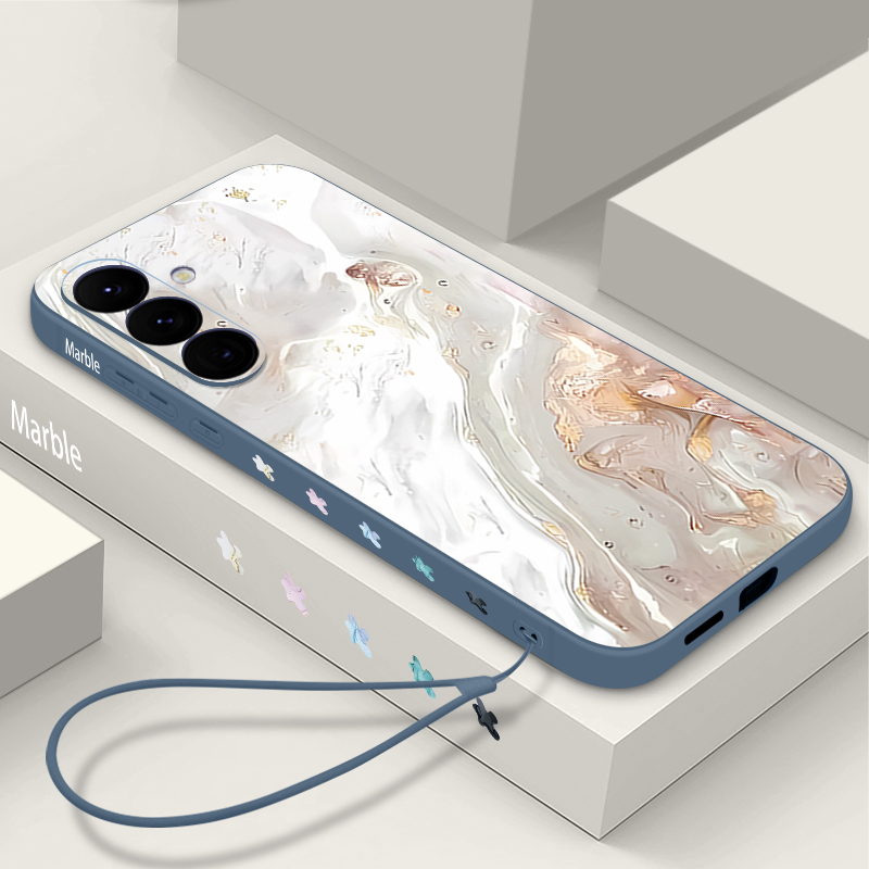 Phone Cases Galaxy A17 - เคสโทรศัพท์ลายหินอ่อนแบบนิ่ม TPU พร้อมสายคล้อง สำหรับ Samsung Galaxy