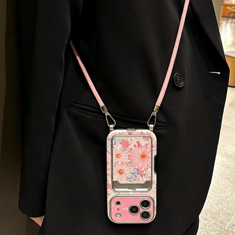 เคสโทรศัพท์ลายดอกไม้สีชมพู หนั - Phone Cases With Card Holder บทวิจารณ์และราคา