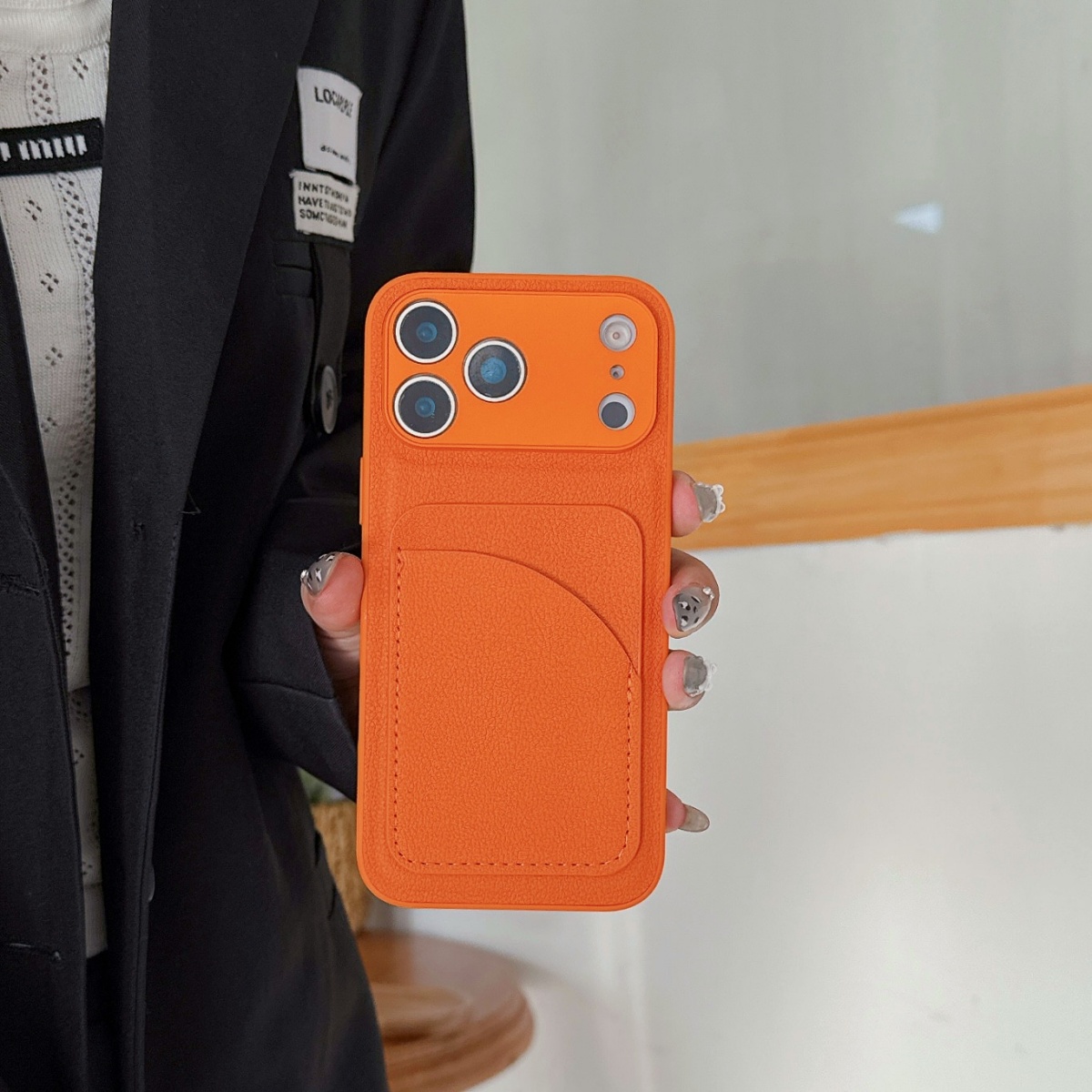 เคสใส่บัตรหนังสีส้มสำหรับ iPho - Phone Cases With Card Holder บทวิจารณ์และราคา